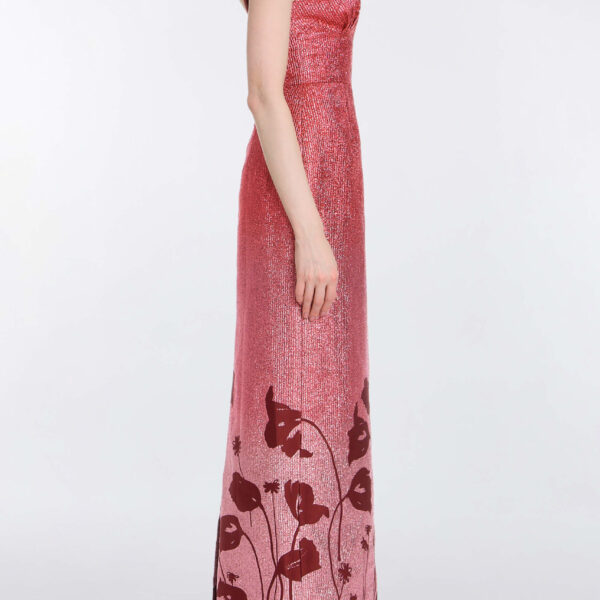 Markarian Solange Metallic Pink Floral Ombre Gown - Dresses - New York Luxury Occasion Wear at Coveti