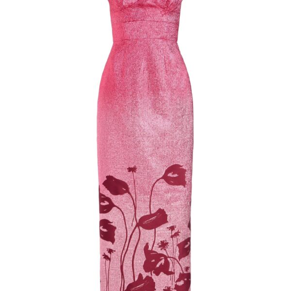 Markarian Solange Metallic Pink Floral Ombre Gown - Dresses - New York Luxury Occasion Wear at Coveti