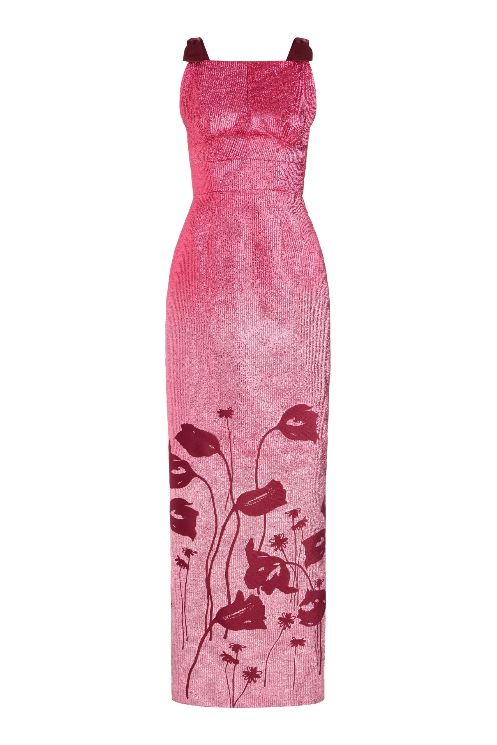 Markarian Solange Metallic Pink Floral Ombre Gown - Dresses - New York Luxury Occasion Wear at Coveti
