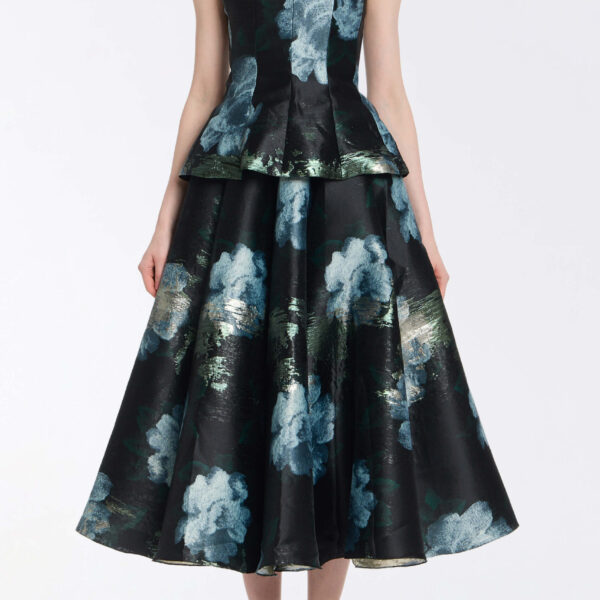 Markarian Soleil Metallic Watercolor Floral Brocade Midi Skirt - Skirts - New York Luxury Occasion Wear at Coveti