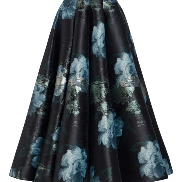 Markarian Soleil Metallic Watercolor Floral Brocade Midi Skirt - Skirts - New York Luxury Occasion Wear at Coveti