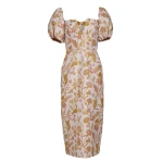 Markarian Yvette Pink And Gold Floral Brocade Midi Dress - Dresses - New York Luxury Occasion Wear at Coveti
