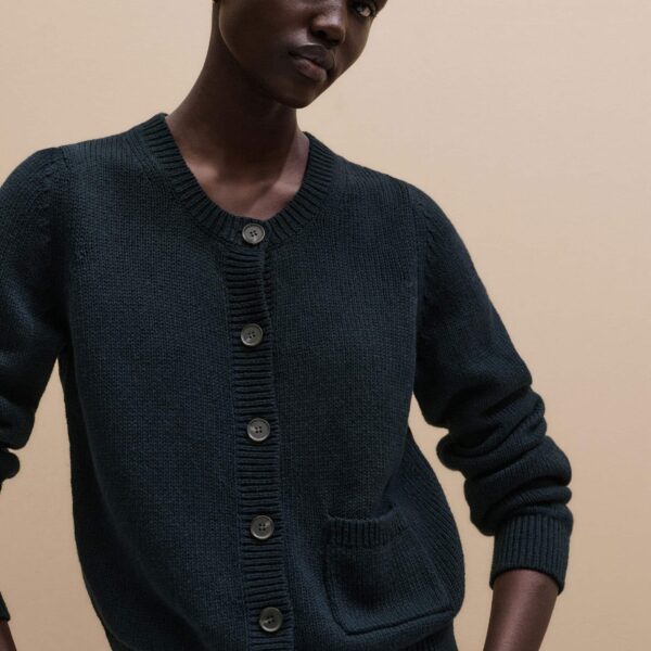 Cotton Linen Knit – luxury British Blue in Me and Em exclusively at Coveti
