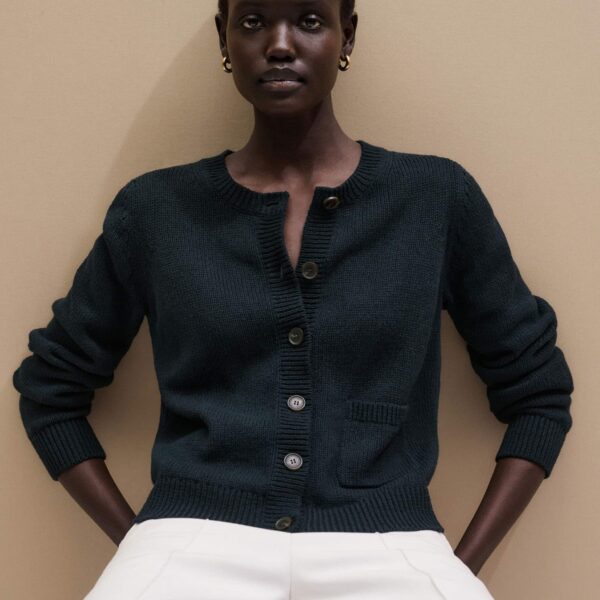 Cotton Linen Knit – luxury British Blue in Me and Em exclusively at Coveti