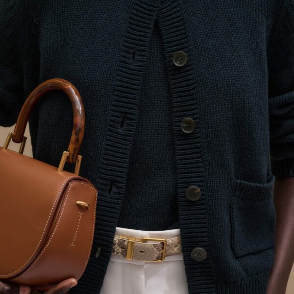 Cotton Linen Knit – luxury British Blue in Me and Em exclusively at Coveti