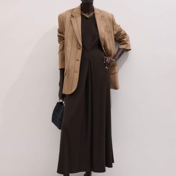 Bouclé Rib Jersey – luxury British Brown in Me and Em exclusively at Coveti
