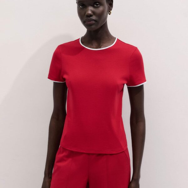 Cotton Jersey – luxury British Red in Me and Em exclusively at Coveti