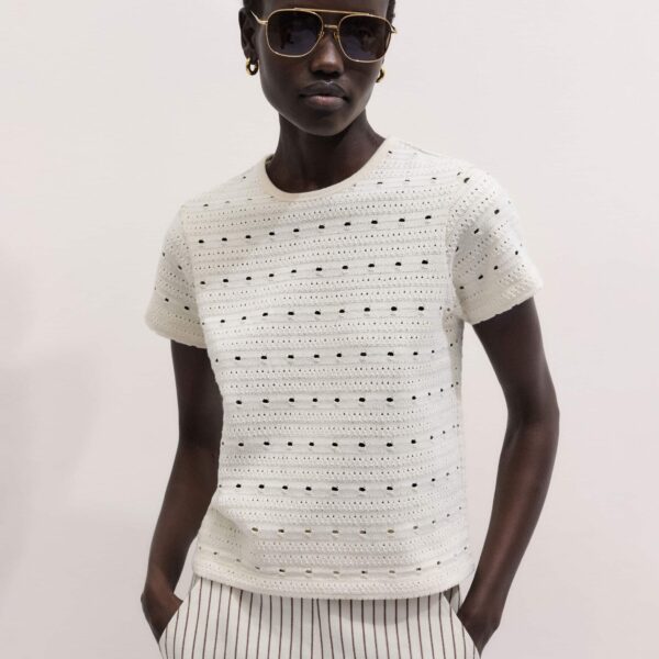 Pointelle Cotton – luxury British White in Me and Em exclusively at Coveti