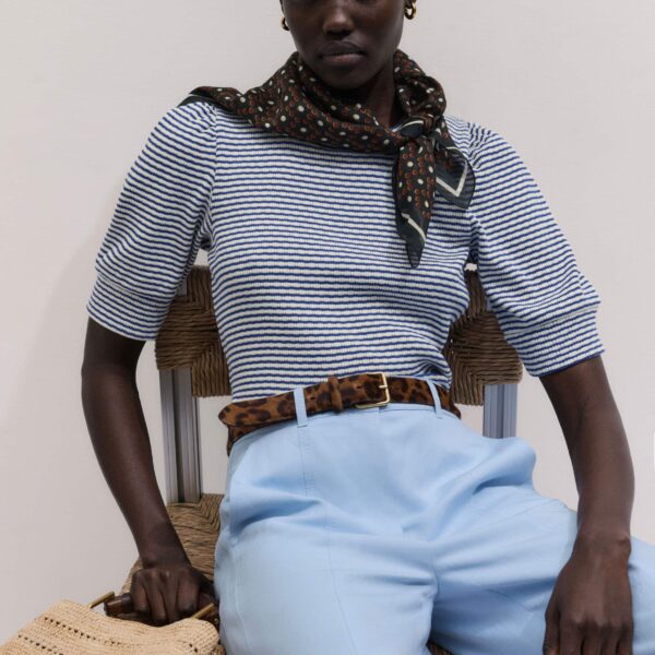 Textured Jersey – luxury British Blue in Me and Em exclusively at Coveti