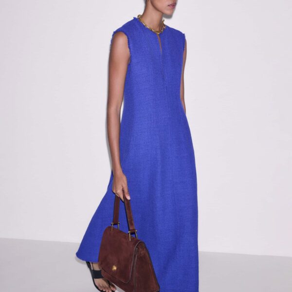 Textured Tweed – luxury British Blue in Me and Em exclusively at Coveti