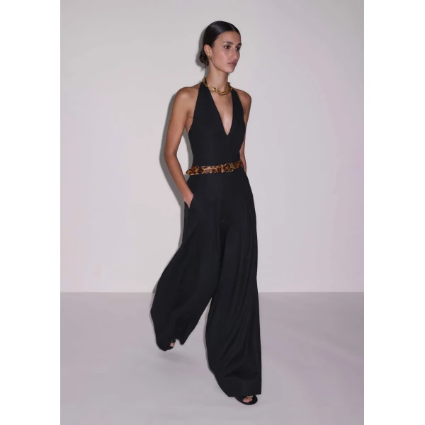 Me and Em Halterneck Wide Jumpsuit
Crease-Less Linen, view 3