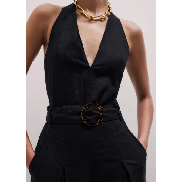 Me and Em Halterneck Wide Jumpsuit
Crease-Less Linen, view 4