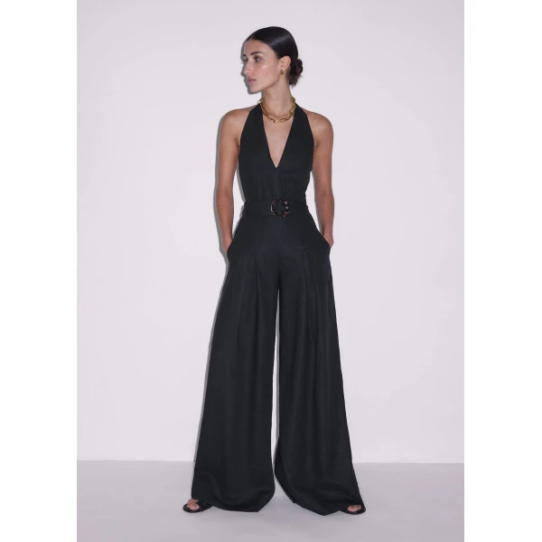Me and Em Halterneck Wide Jumpsuit
Crease-Less Linen, view 6
