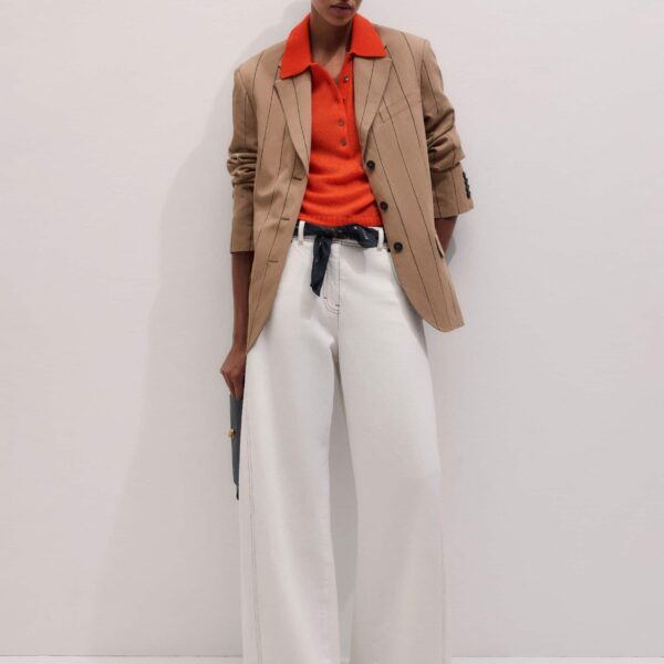 Fluid Linen Blend – luxury British Beige in Me and Em exclusively at Coveti