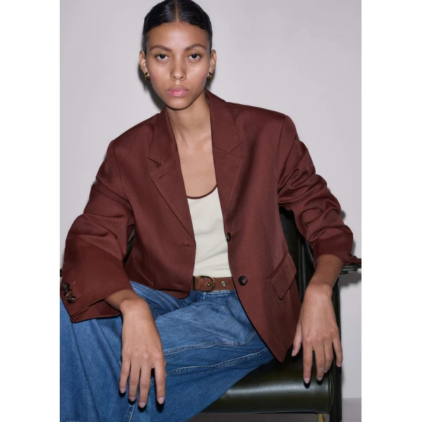 Me and Em Icon Oversized Short Blazer
Italian Linen Blend, view 2