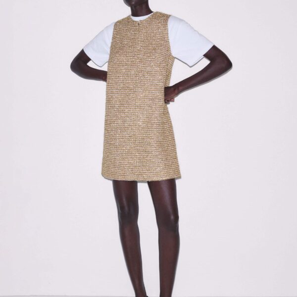 Italian Lurex Tweed – luxury British Gold in Me and Em exclusively at Coveti