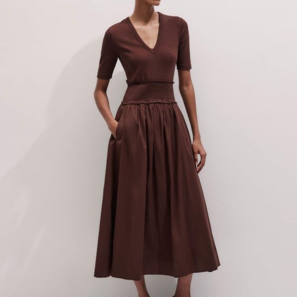 Mixed-Media Jersey – luxury British Brown in Me and Em exclusively at Coveti