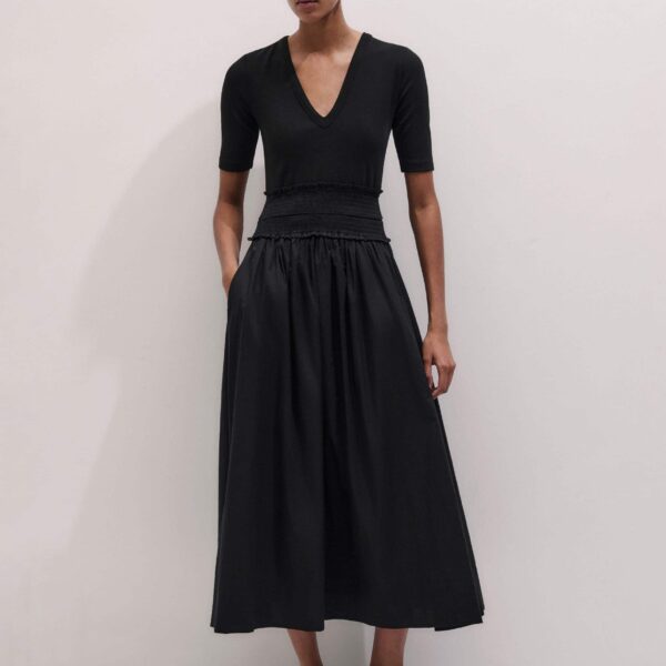 Mixed-Media Jersey – luxury British Black in Me and Em exclusively at Coveti
