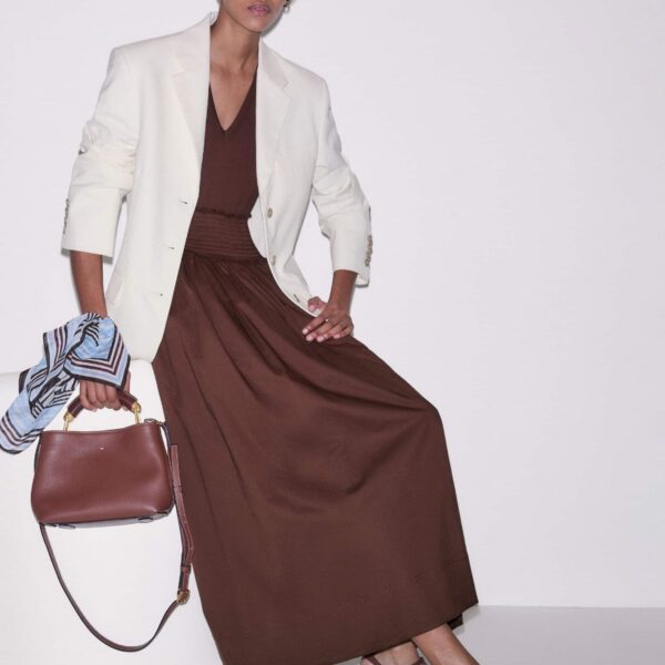 Mixed-Media Jersey – luxury British Brown in Me and Em exclusively at Coveti