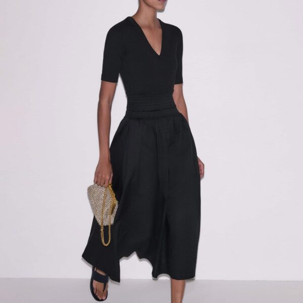 Mixed-Media Jersey – luxury British Black in Me and Em exclusively at Coveti