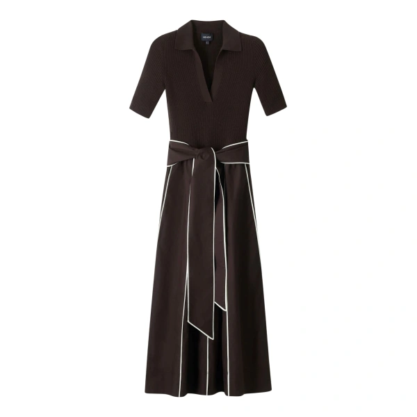 Mixed Media Maxi Dress Mixed-Media Jersey in Chocolate