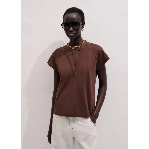 Me and Em Open-V Swing Top
Cotton Slub Jersey Top, view 2