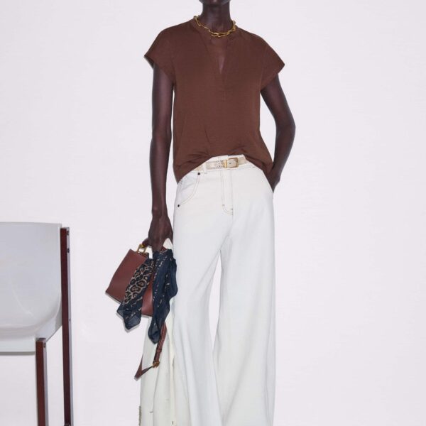 Cotton Slub Jersey – luxury British Brown in Me and Em exclusively at Coveti