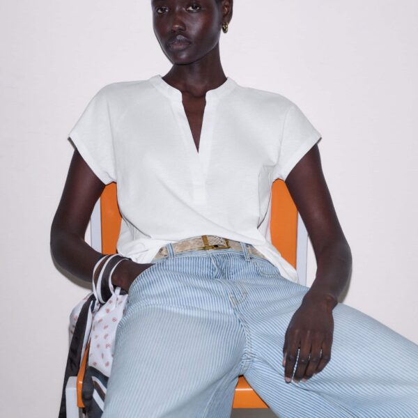 Cotton Slub Jersey – luxury British White in Me and Em exclusively at Coveti