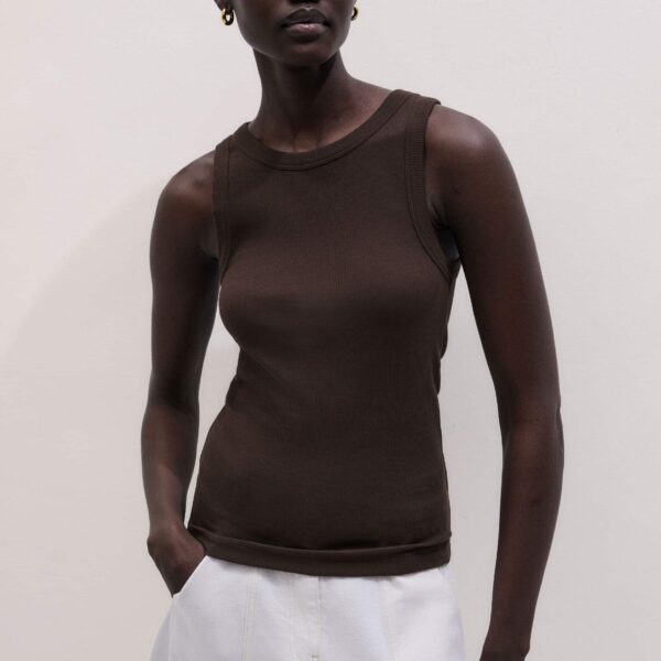 Cotton Rib Jersey – luxury British Brown in Me and Em exclusively at Coveti