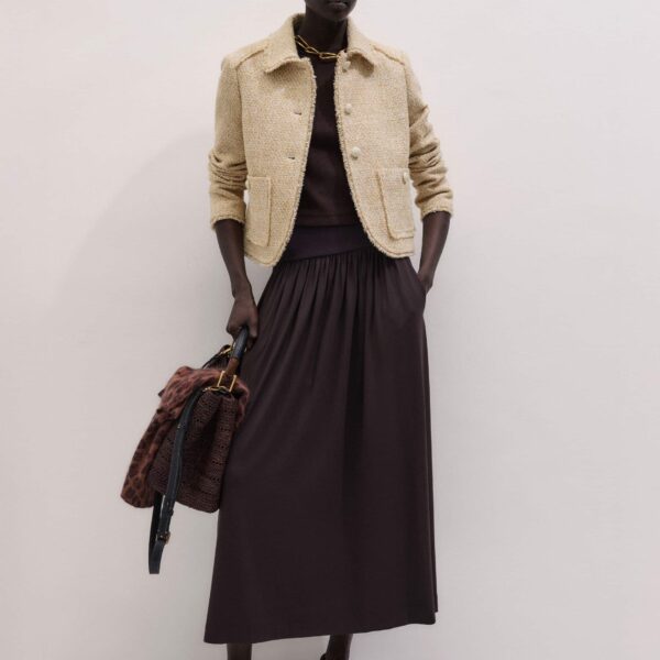 Cotton Rib Jersey – luxury British Brown in Me and Em exclusively at Coveti