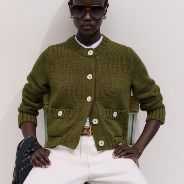 Chunky Cotton Knit – luxury British Green in Me and Em exclusively at Coveti