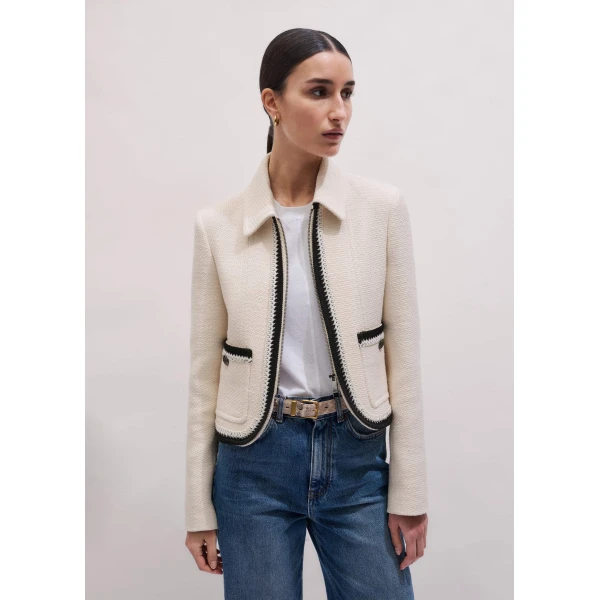 Me and Em Straight Crop Jacket
Textured Tweed Jacket, view 2