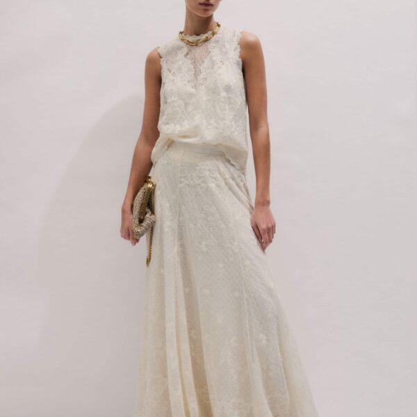 Embroidered Tulle – luxury British Ivory in Me and Em exclusively at Coveti