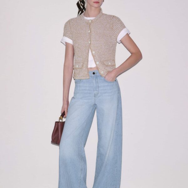 Tweed Cotton Knit – luxury British Beige in Me and Em exclusively at Coveti