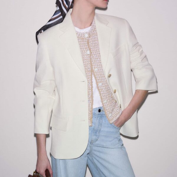 Tweed Cotton Knit – luxury British Beige in Me and Em exclusively at Coveti
