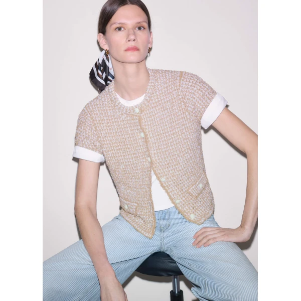Me and Em Textured Crop Jacket
Tweed Cotton Knit, view 6