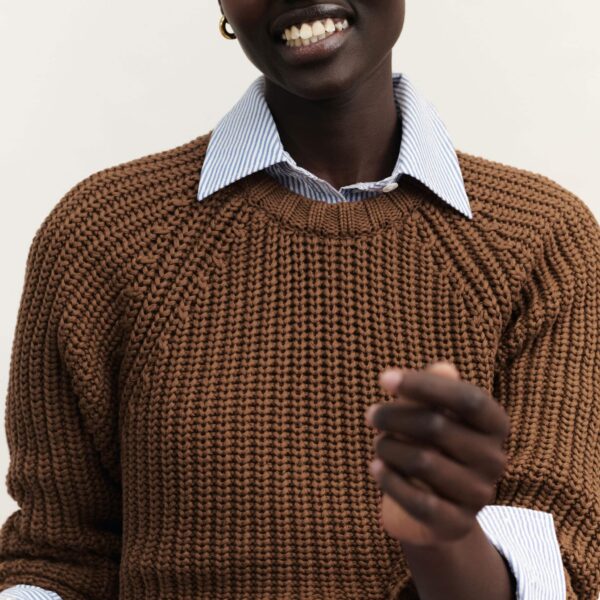 Chunky Cotton Knit – luxury British Brown in Me and Em exclusively at Coveti