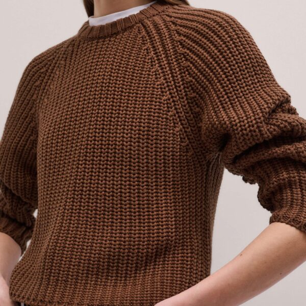 Chunky Cotton Knit – luxury British Brown in Me and Em exclusively at Coveti