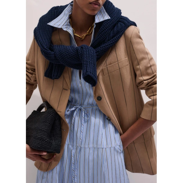 Me and Em Zip Neck Shirt Dress
Textured Stripe, view 3