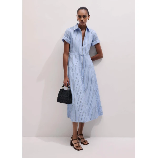 Me and Em Zip Neck Shirt Dress
Textured Stripe, view 4