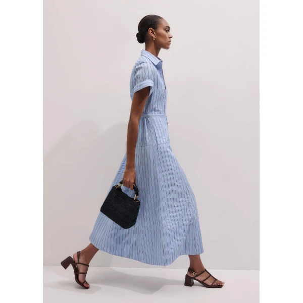 Me and Em Zip Neck Shirt Dress
Textured Stripe, view 6
