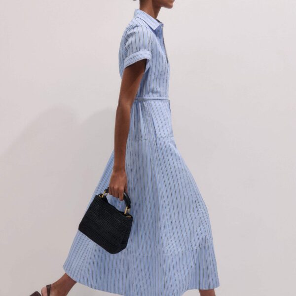 Textured Stripe – luxury British Blue in Me and Em exclusively at Coveti