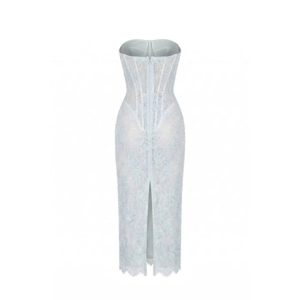 Milla Beaded Lace Corset Dress - Dresses - Ukrainian Luxury Evening Gown at Coveti