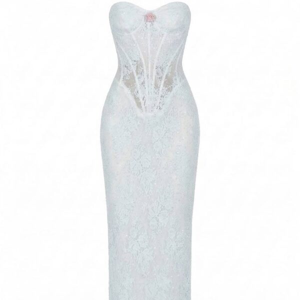 Milla Beaded Lace Corset Dress - Dresses - Ukrainian Luxury Evening Gown at Coveti