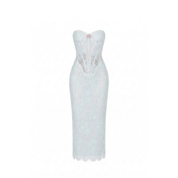 Milla Beaded Lace Corset Dress - Dresses - Ukrainian Luxury Evening Gown at Coveti