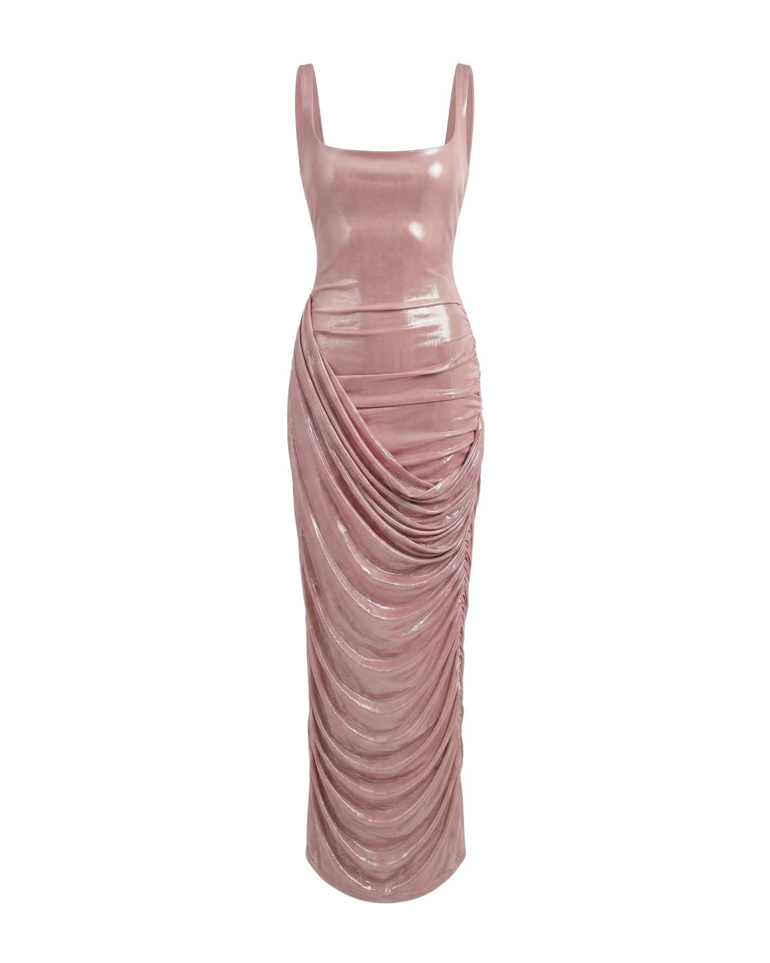 Milla Draped Midi Dress with Metallic Sheen - Dresses - Ukrainian Luxury Evening Gown at Coveti