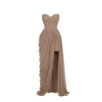 Milla Dress with Corset Bodice and Draping - Dresses - Ukrainian Luxury Evening Gown at Coveti