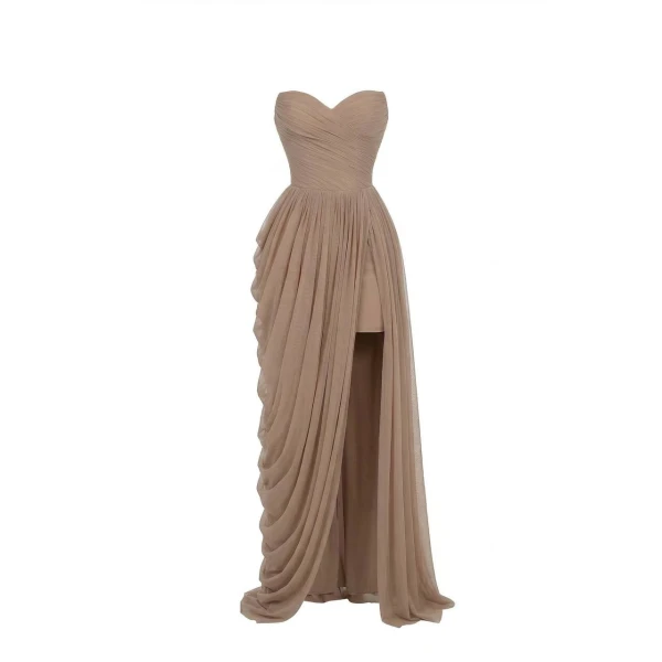 Milla Dress with Corset Bodice and Draping - Dresses - Ukrainian Luxury Evening Gown at Coveti