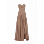 Milla Maxi Dress in Italian Mesh with Corset Bodice - Dresses - Ukrainian Luxury Evening Gown at Coveti