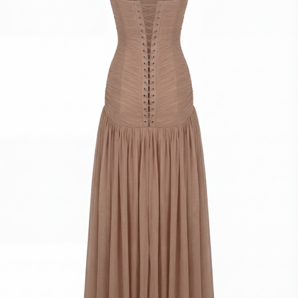 Milla Maxi Dress in Italian Mesh with Corset Bodice - Dresses - Ukrainian Luxury Evening Gown at Coveti